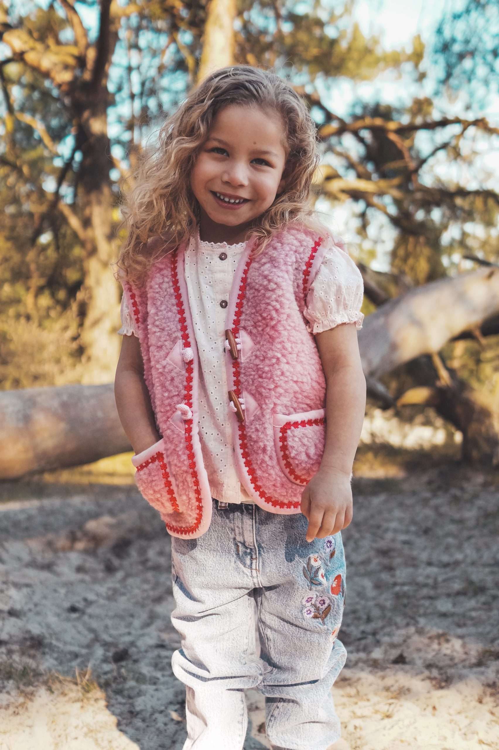 Wollen bodywarmer - Flower Power