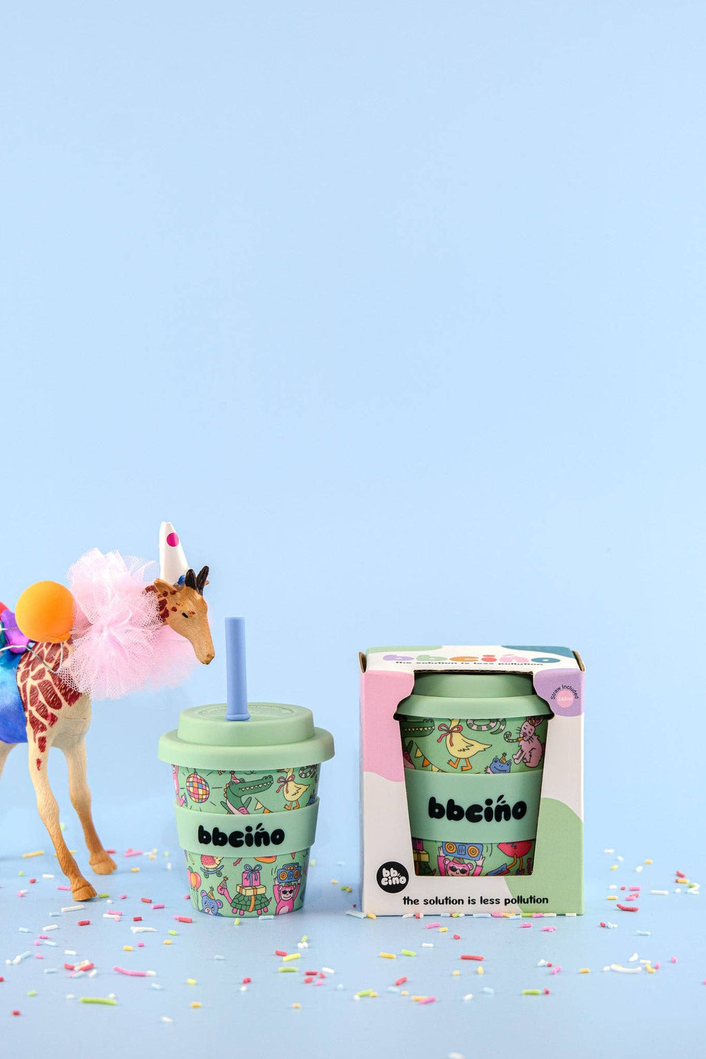 Party Animal in Green Kids Keep Cup - 240ml (STRAW INCLUDED)