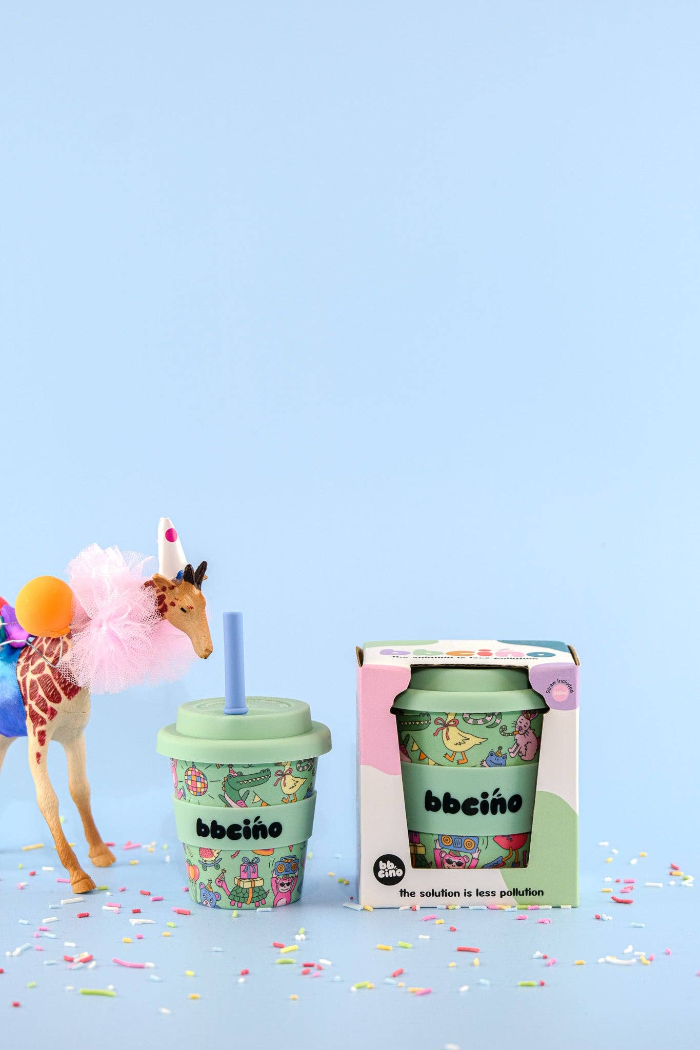 Party Animal in Green Kids Keep Cup - 240ml (STRAW INCLUDED)