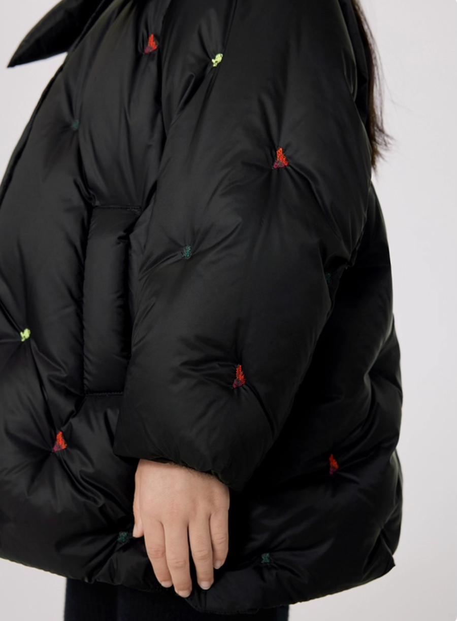 Children’s Down Coat – 90% White Duck Down, Mid-length, Turn-down Collar, Warm-keeping