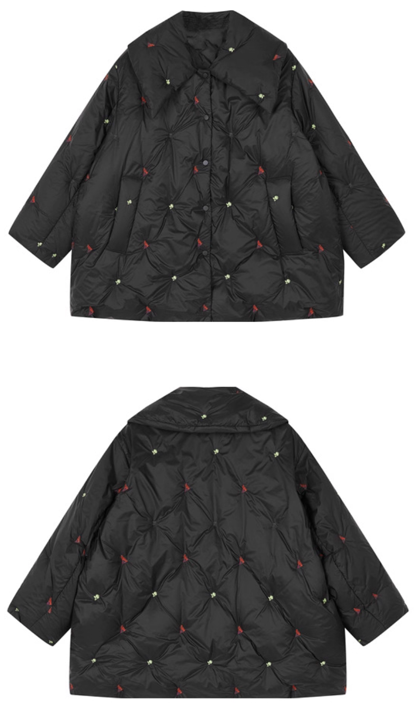 Children’s Down Coat – 90% White Duck Down, Mid-length, Turn-down Collar, Warm-keeping