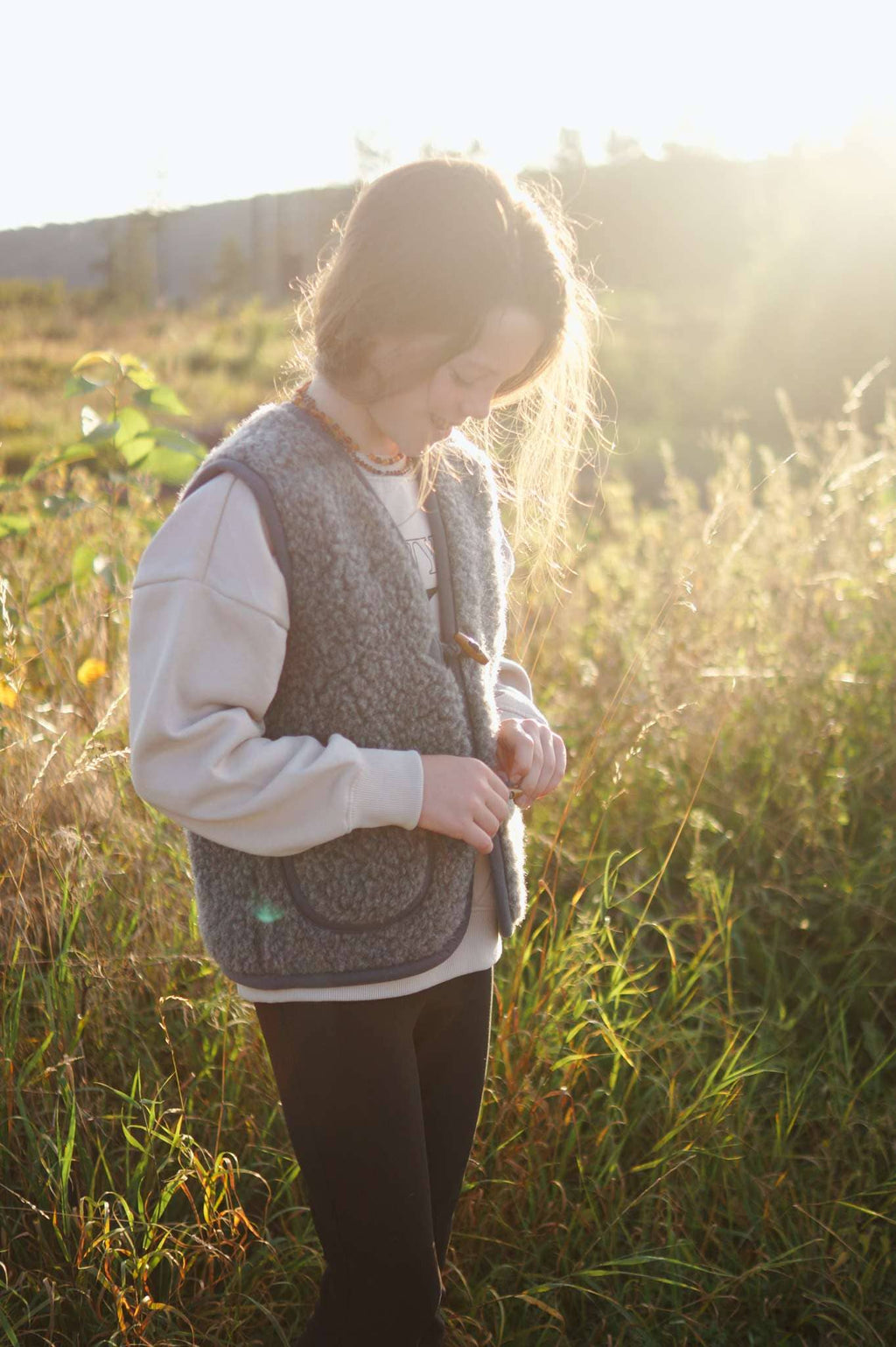 Wollen bodywarmer - Black Tea kids
