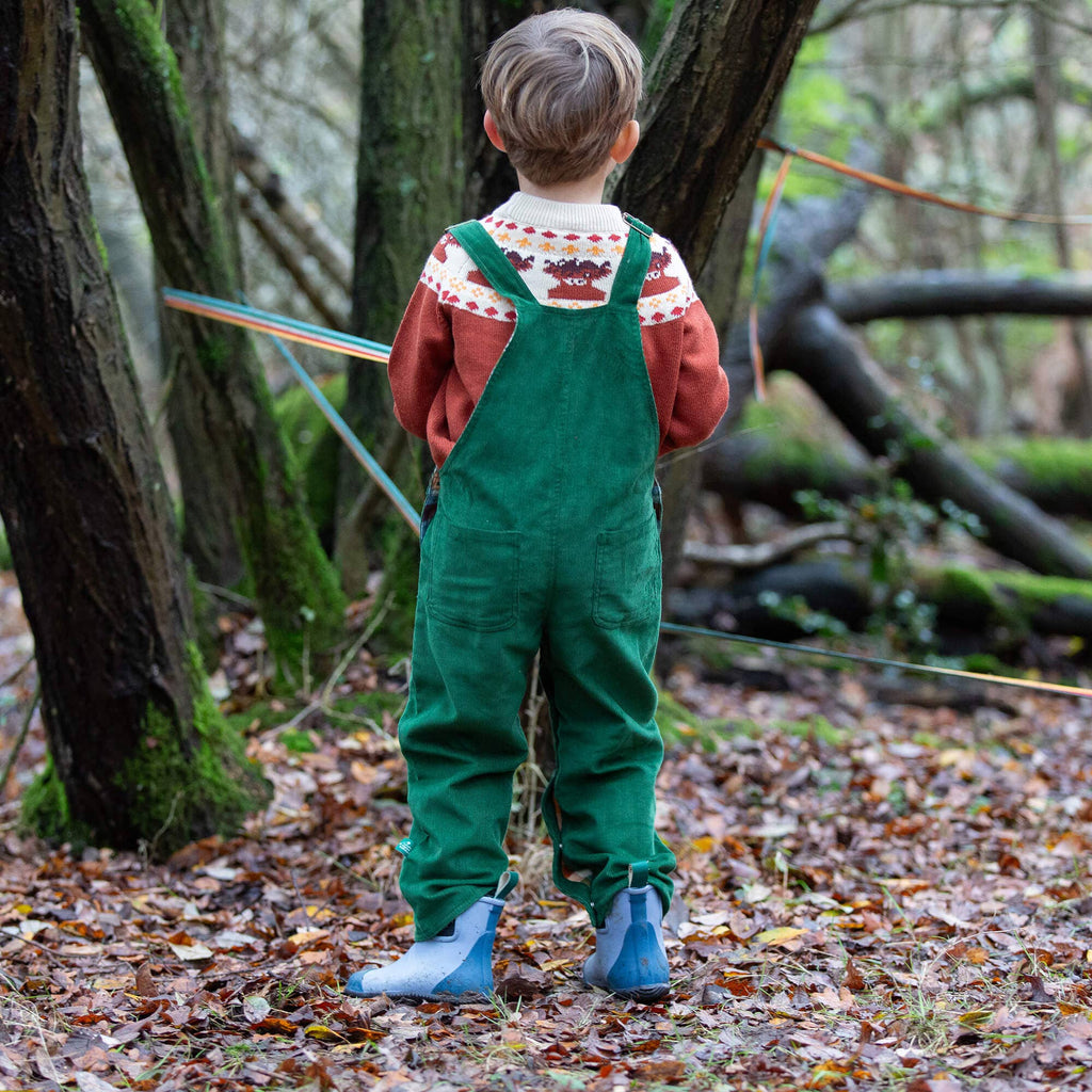 Olive Green Lined Corduroy Dungarees