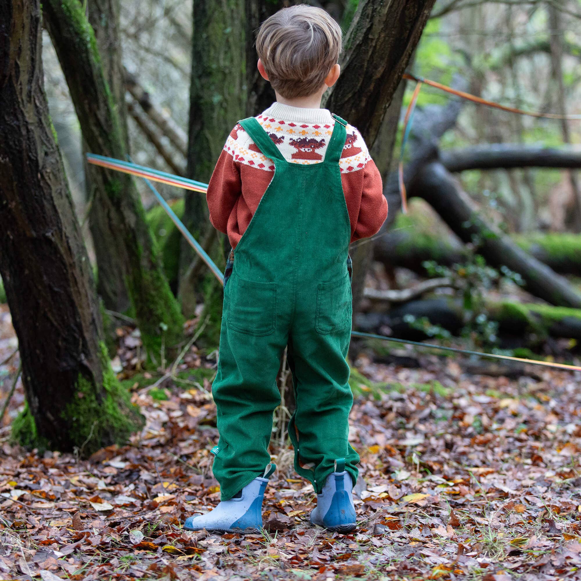 Olive Green Lined Corduroy Dungarees