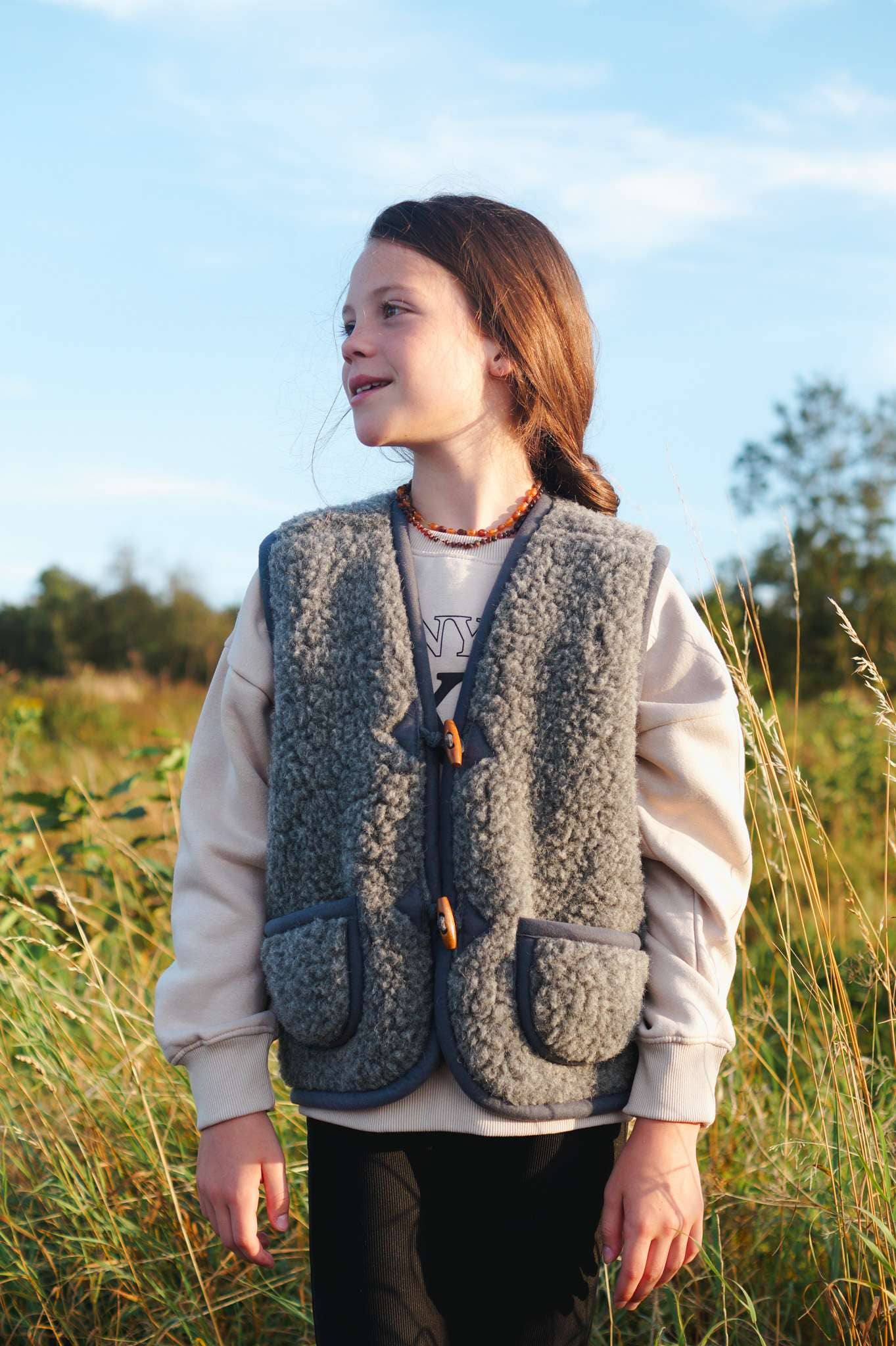 Wollen bodywarmer - Black Tea kids