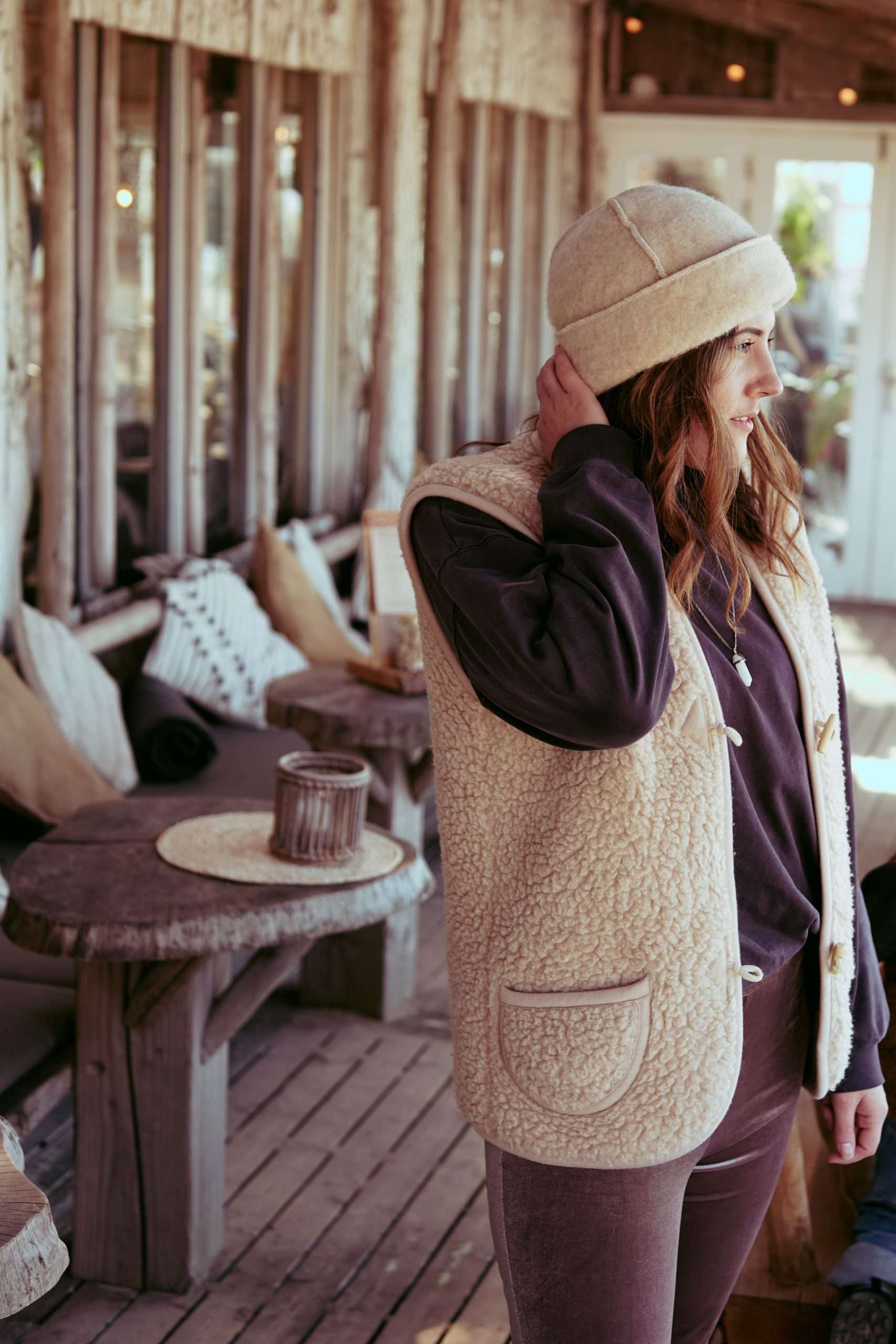Wollen bodywarmer - Latte
