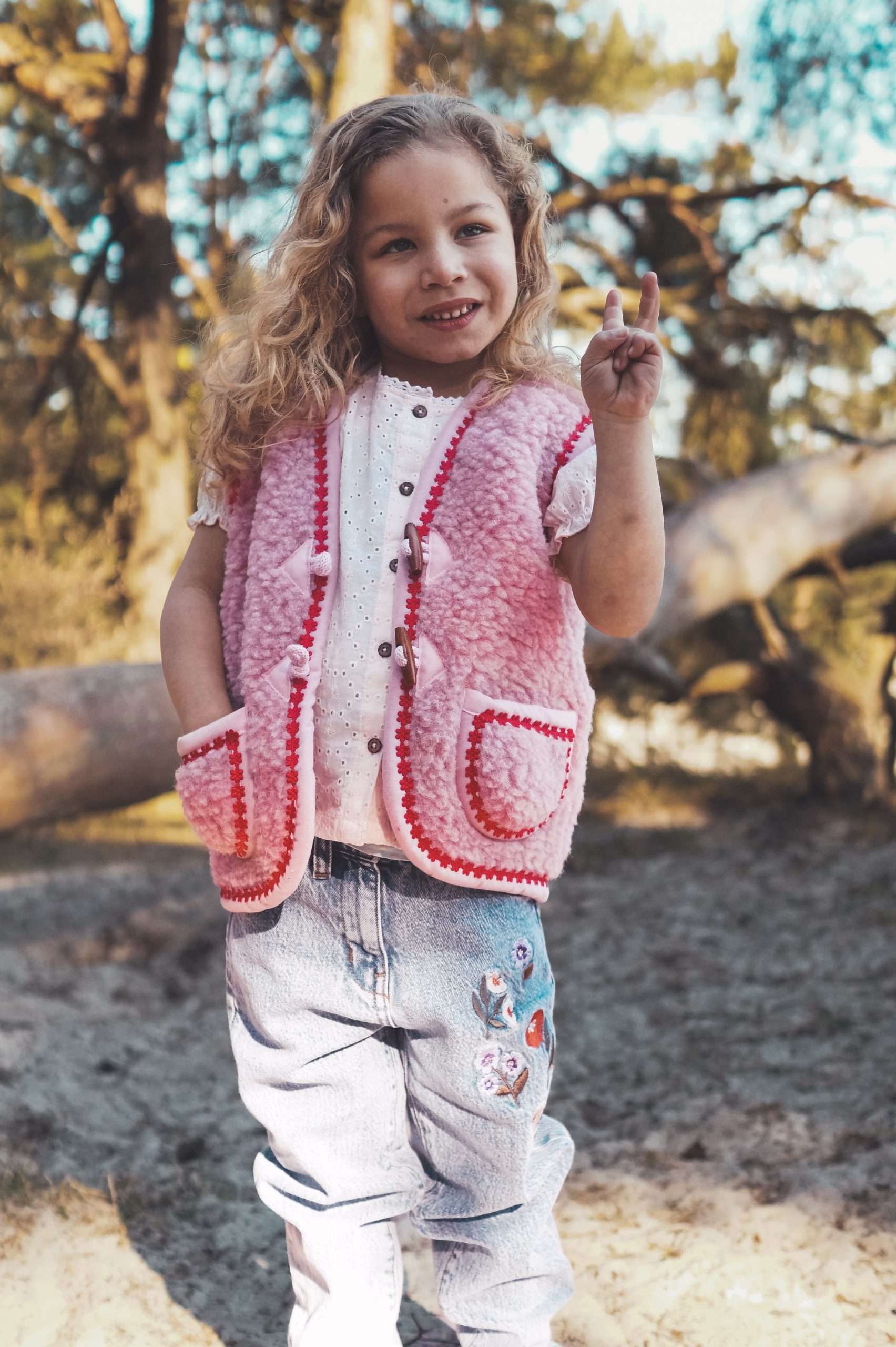 Wollen bodywarmer - Flower Power