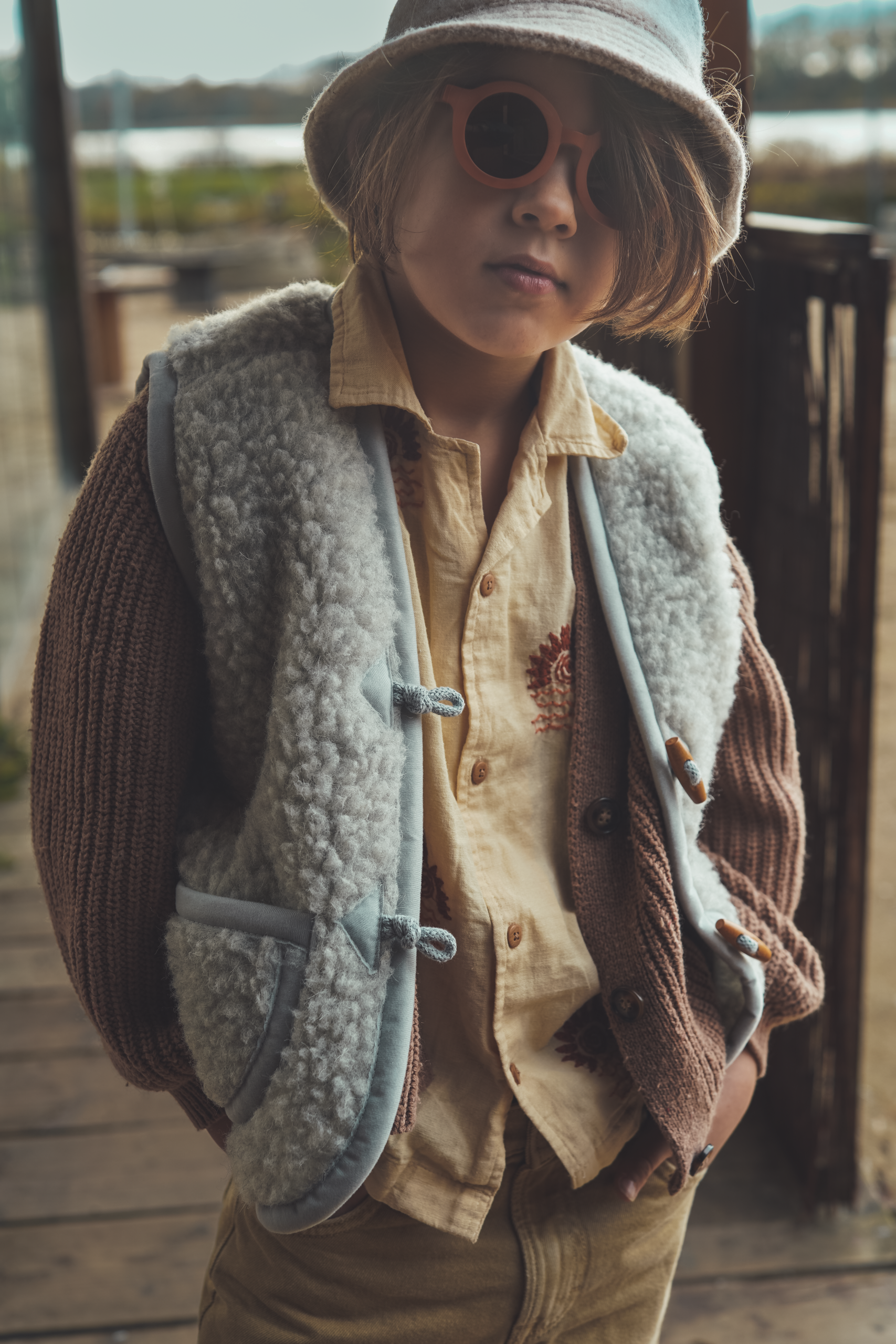 Wollen bodywarmer - Earl Grey