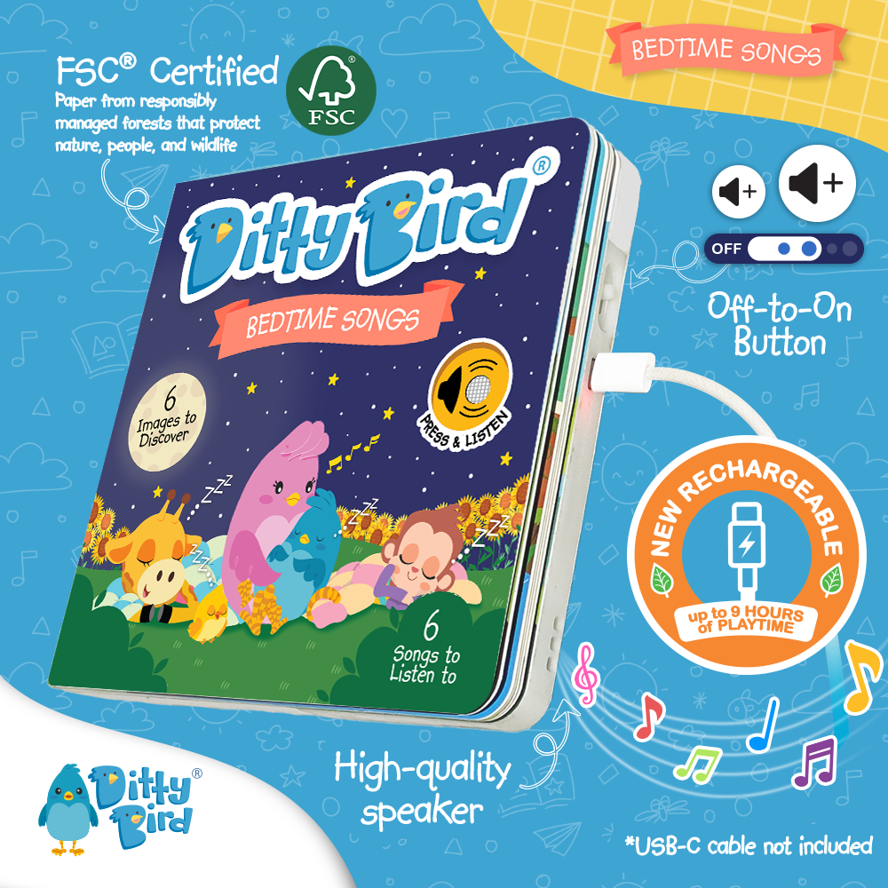 Ditty Bird | Bedtime Songs - Storytime - Baby Book - USB-C