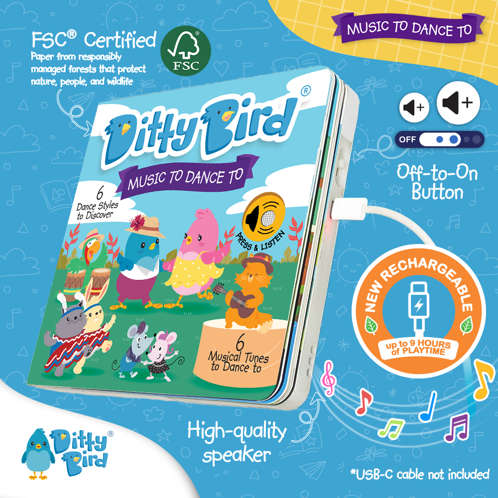 Ditty Bird Book Kids dance songs: Music To Dance To - USB-C