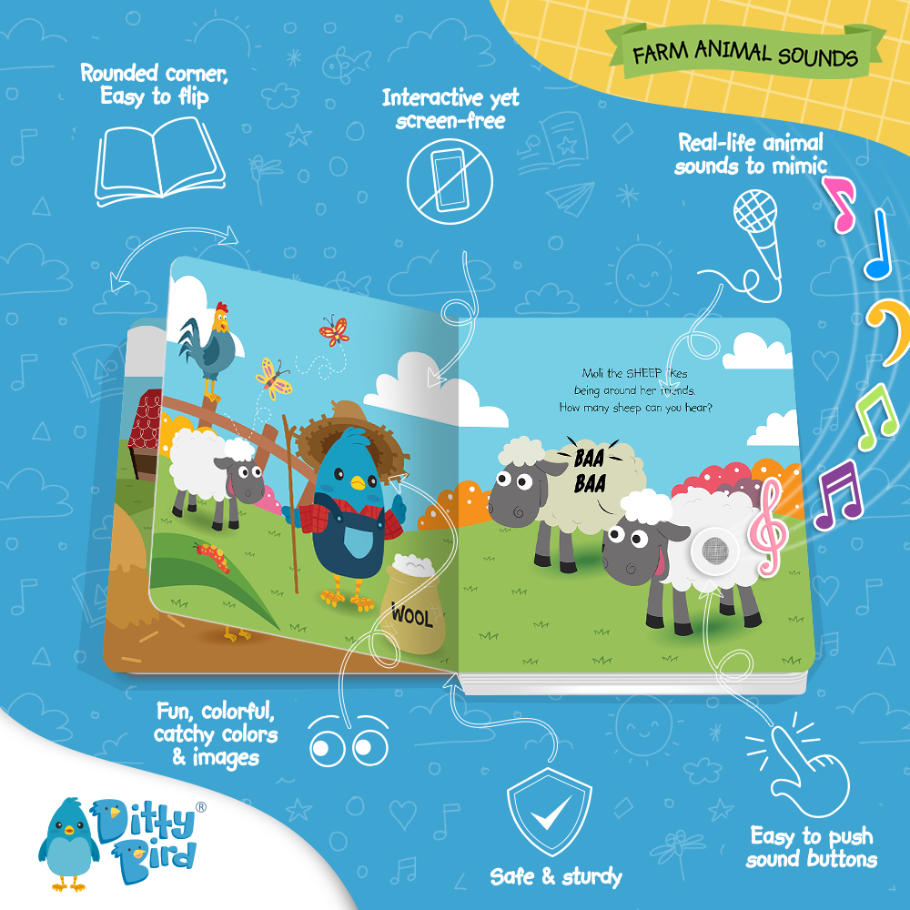 Ditty Bird Farm Animal | Baby Sound Book Farm USB-C