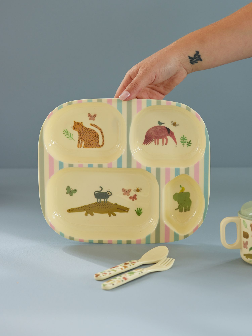 Melamine Kids 4 Room Plate - Sweet Jungle Print