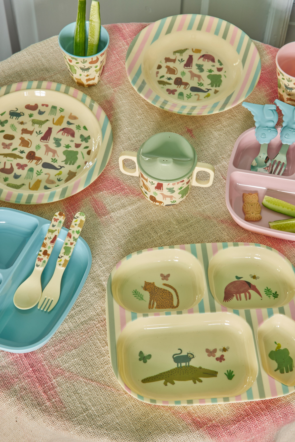 Melamine Kids 4 Room Plate - Sweet Jungle Print