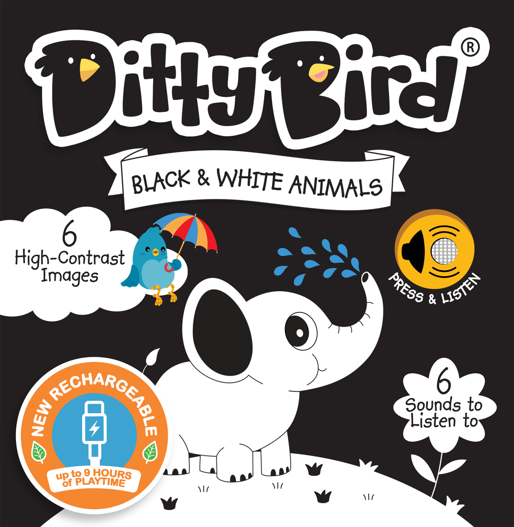 Ditty Bird: Black and White Sound book - New born - USB-C