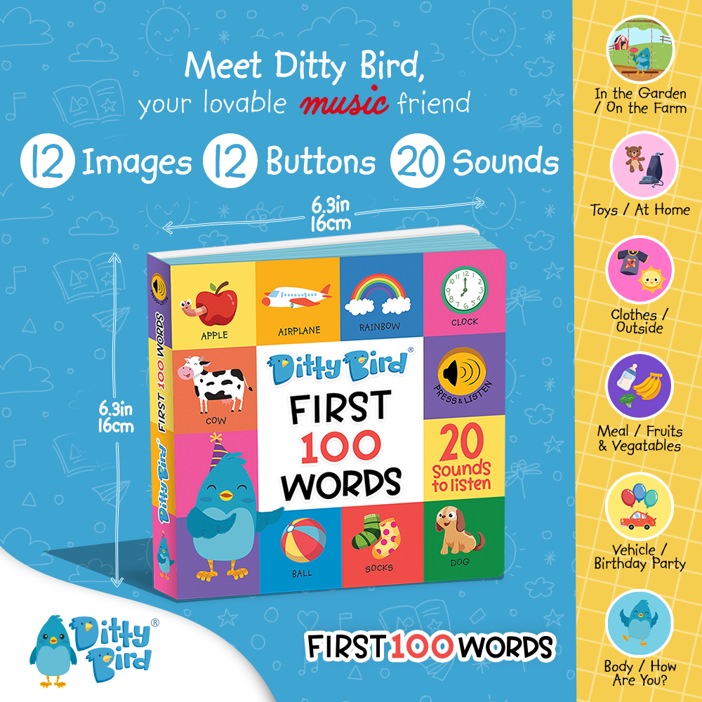 First 100 Words | Ditty Bird Book-Award Family Choice USB-C