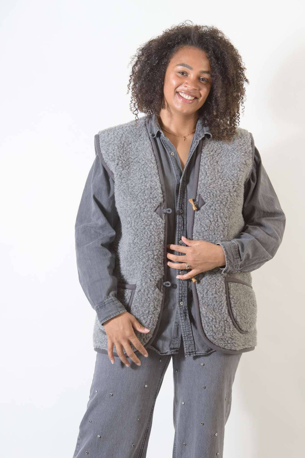 Wollen bodywarmer - Black Tea