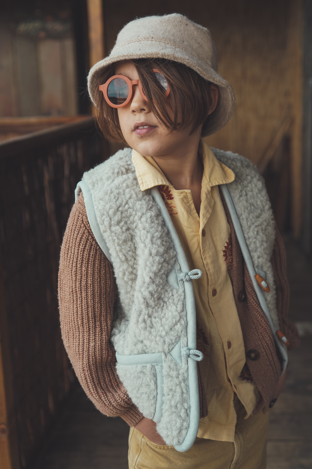 Wollen bodywarmer - Earl Grey