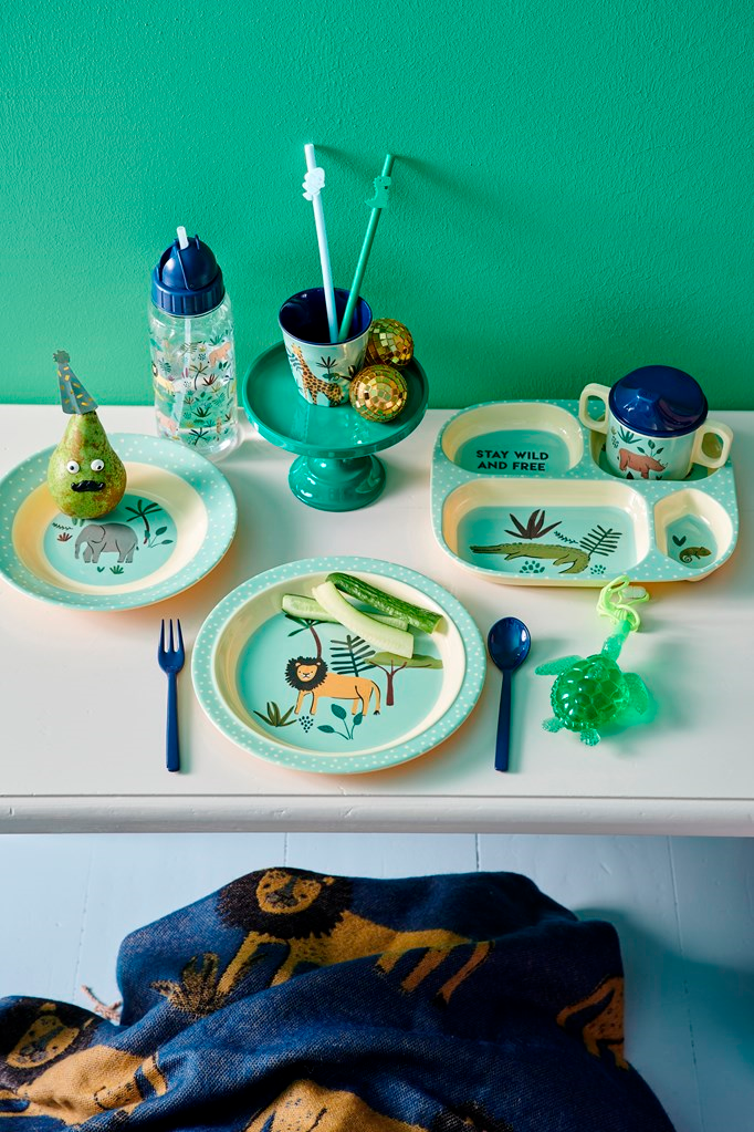 Kids 4 Room Plate in Blue Jungle Animals Print