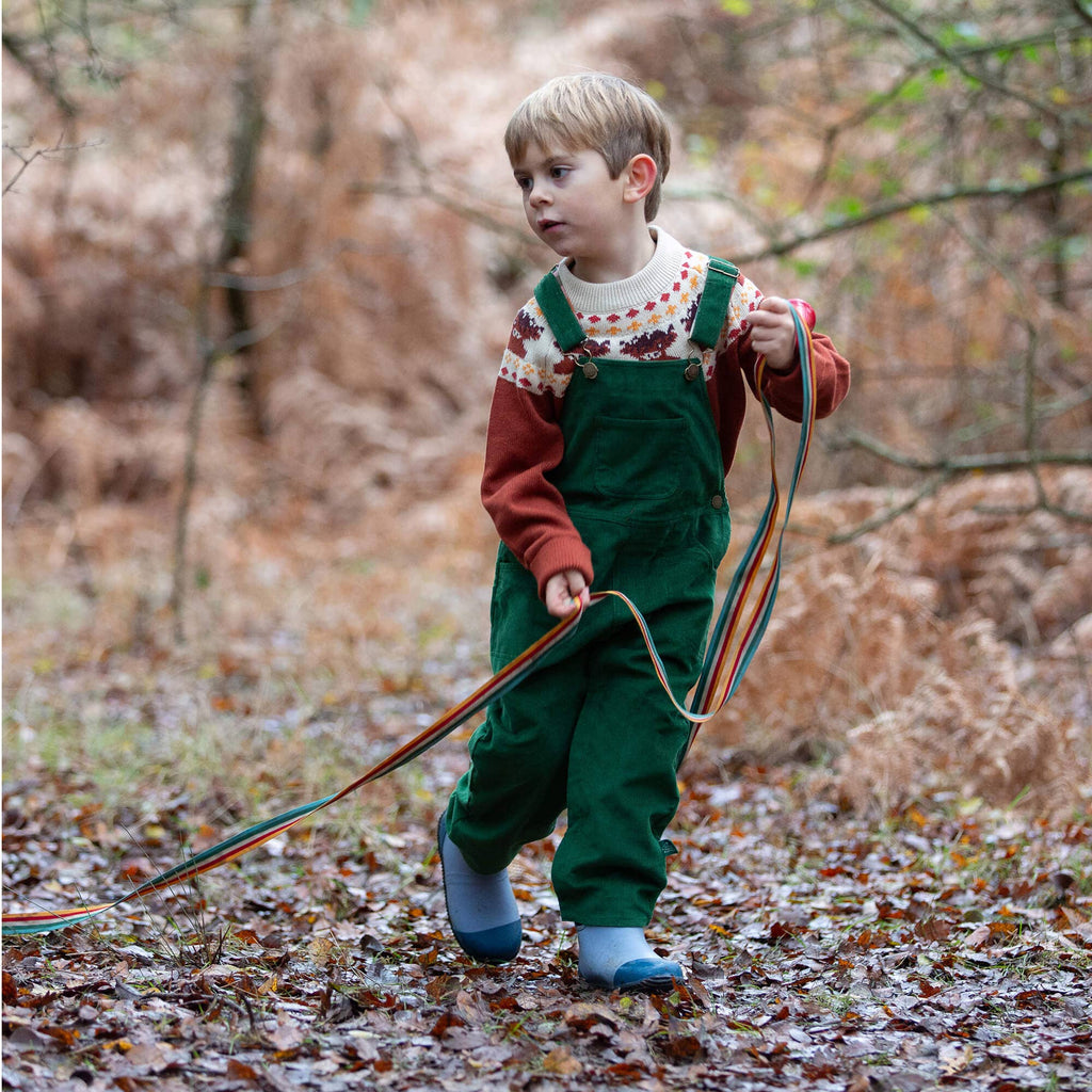 Olive Green Lined Corduroy Dungarees
