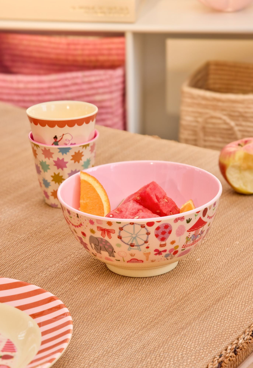 Medium Melamine Bowl - Fun Fair Pink Print - 23.7oz