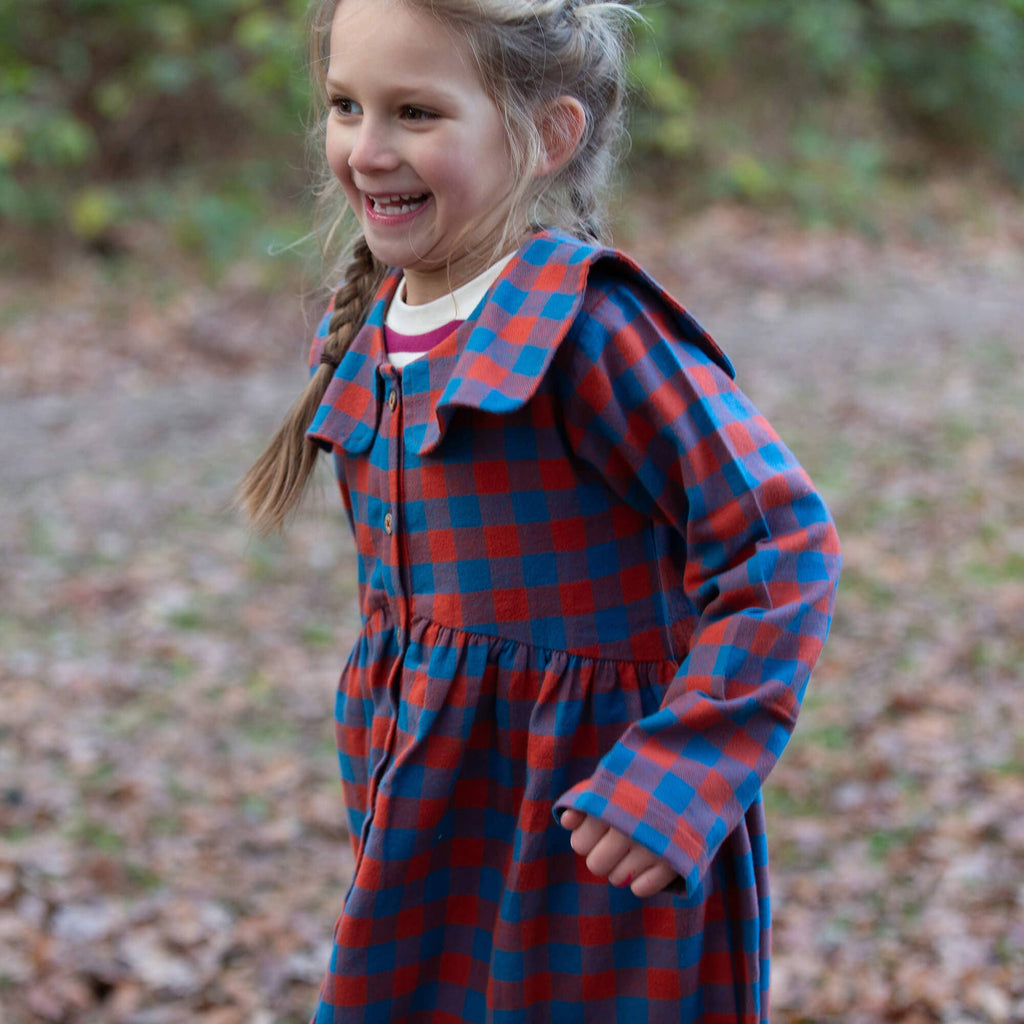Burnt Ochre Check Sailor Dress