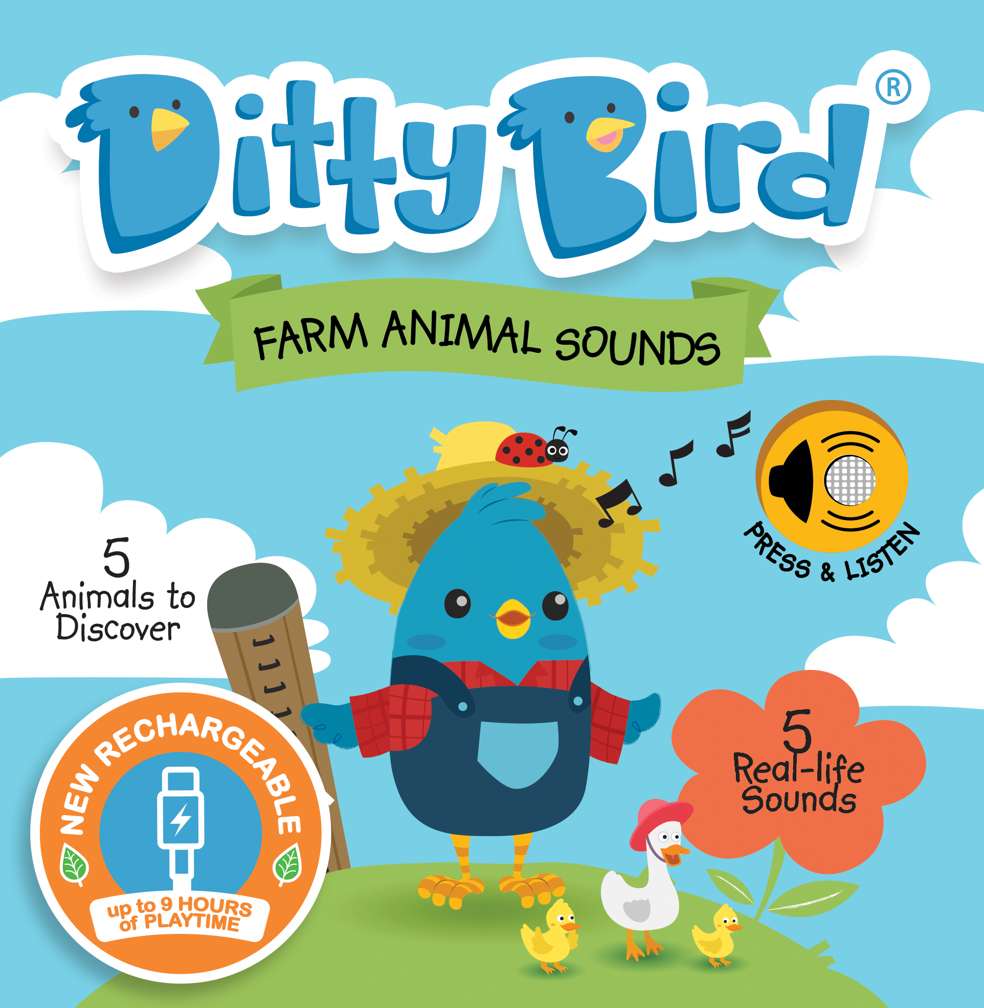 Ditty Bird Farm Animal | Baby Sound Book Farm USB-C