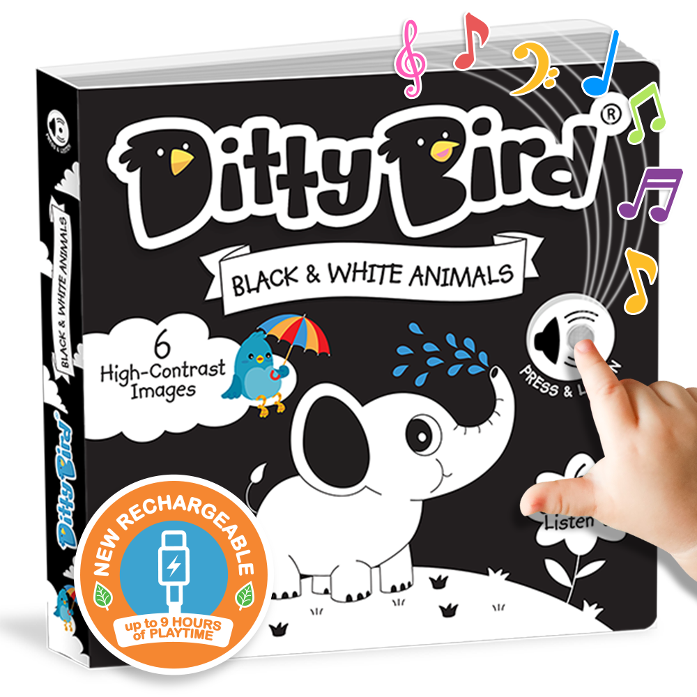 Ditty Bird: Black and White Sound book - New born - USB-C