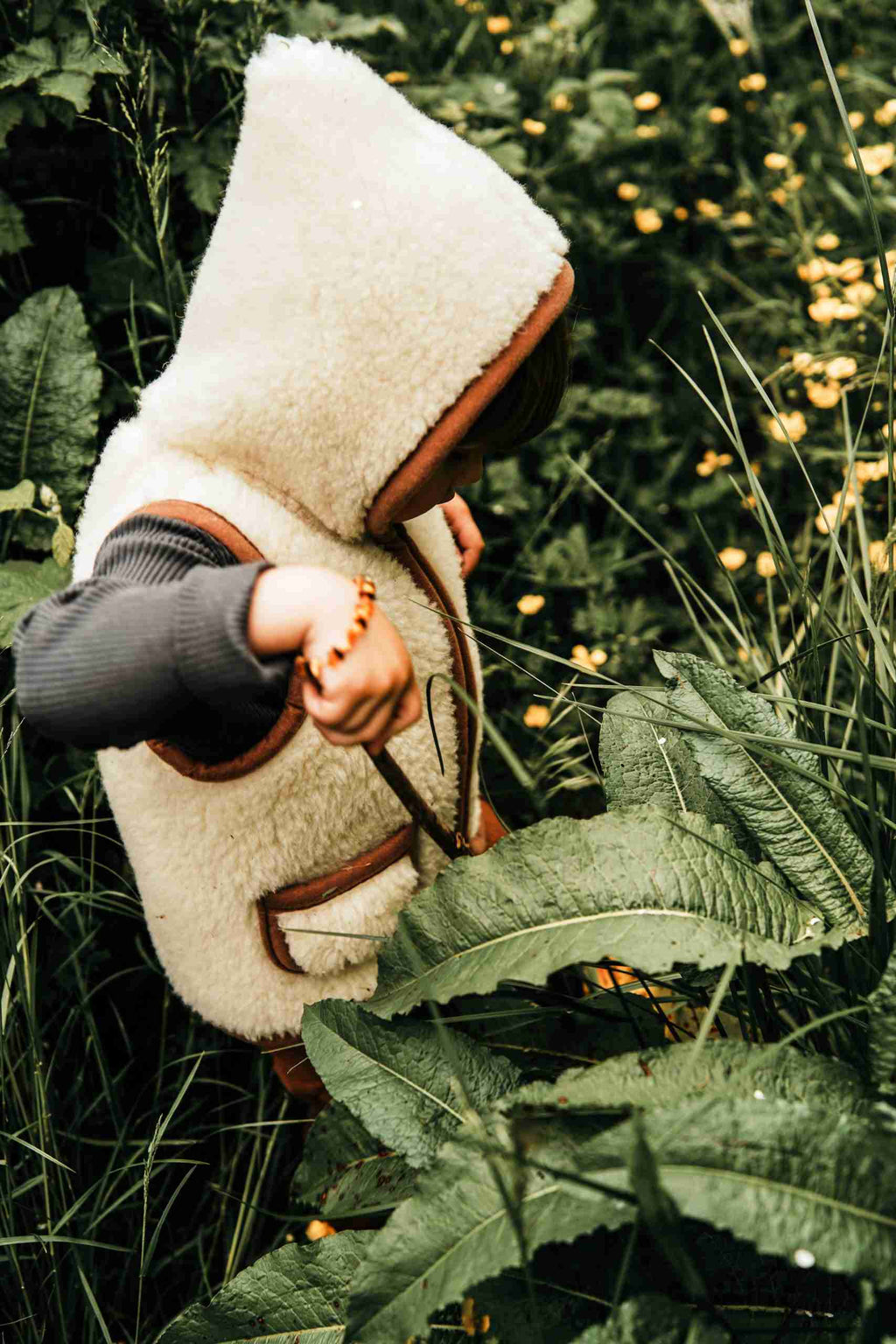 Wollen bodywarmer - Flat White met capuchon
