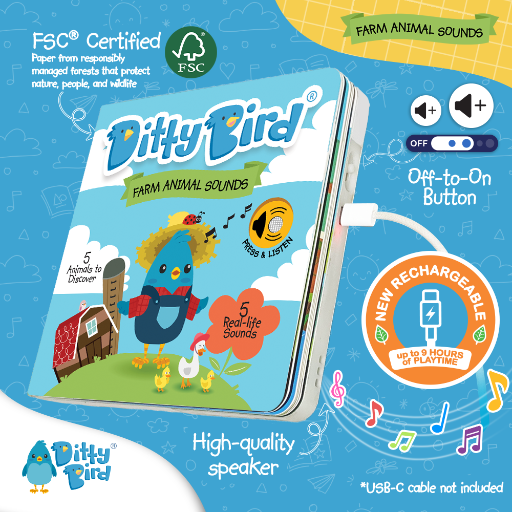 Ditty Bird Farm Animal | Baby Sound Book Farm USB-C