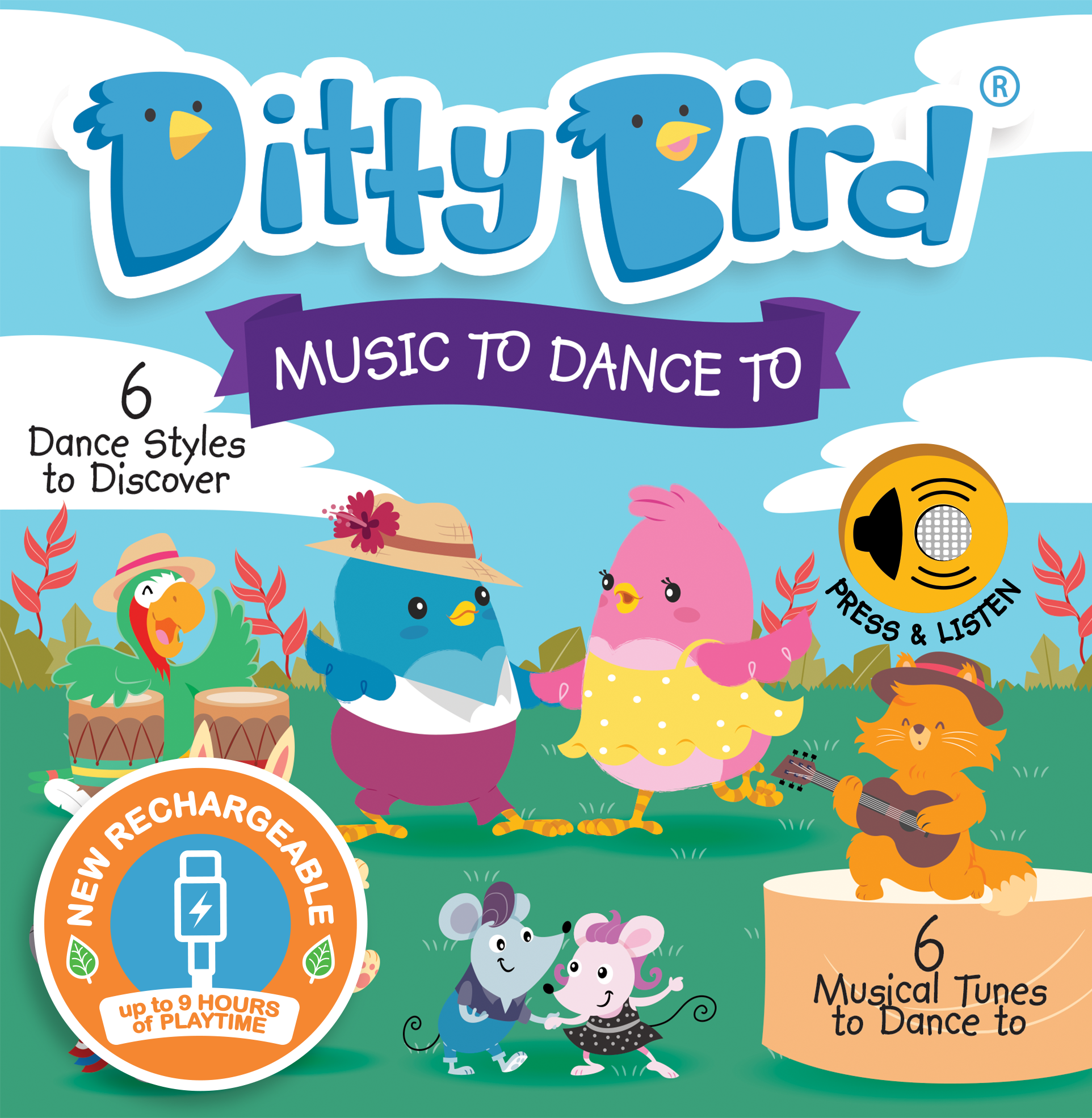 Ditty Bird Book Kids dance songs: Music To Dance To - USB-C