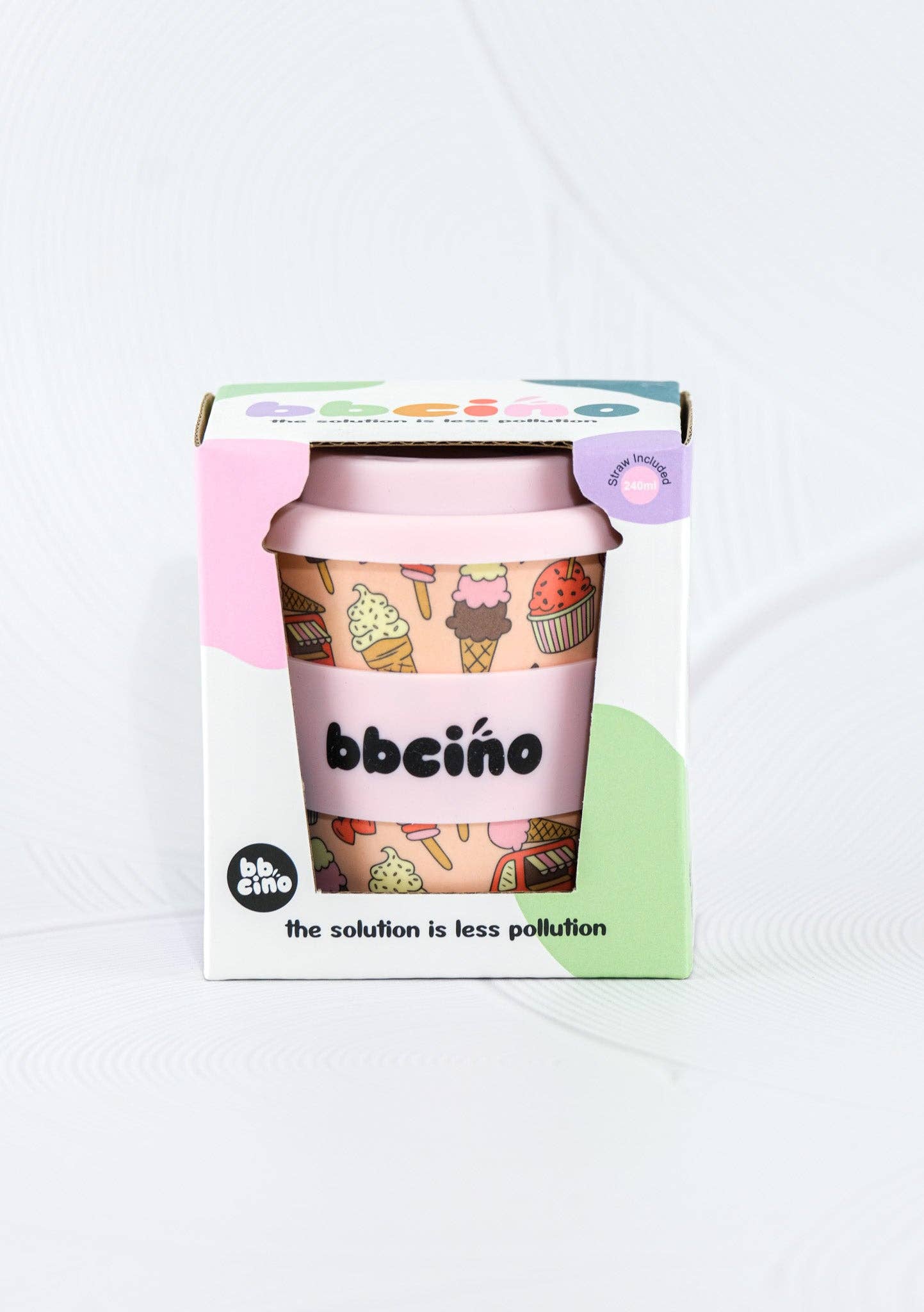 Scoops in Pink Kids Keep Cup - 240ml (STRAW INCLUDED)