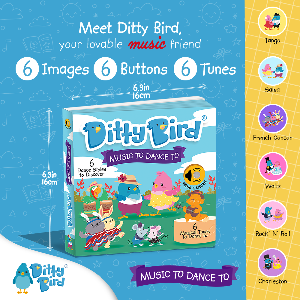 Ditty Bird Book Kids dance songs: Music To Dance To - USB-C