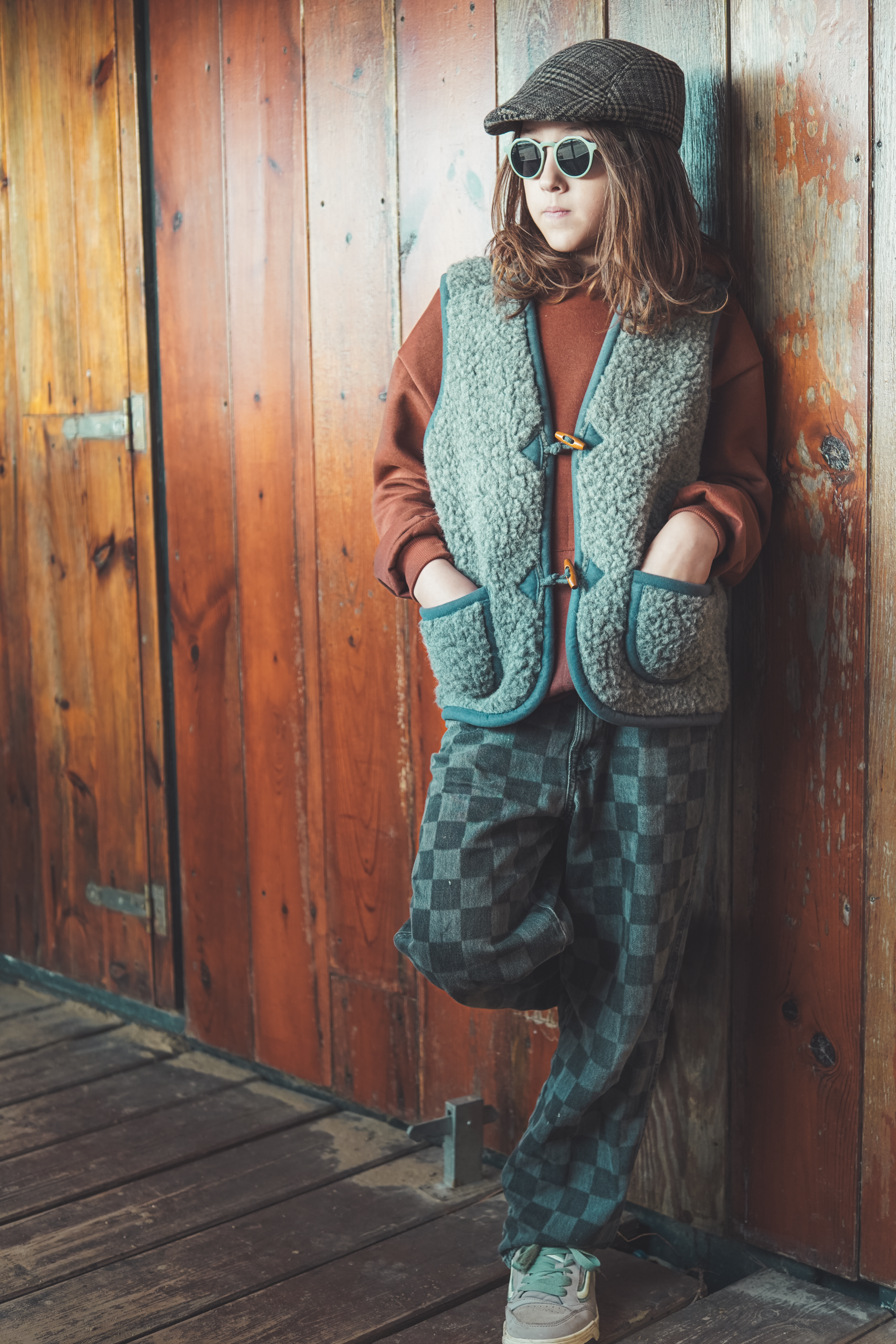 Wollen bodywarmer - Black Tea kids