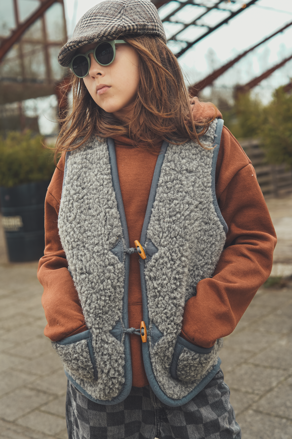 Wollen bodywarmer - Black Tea kids