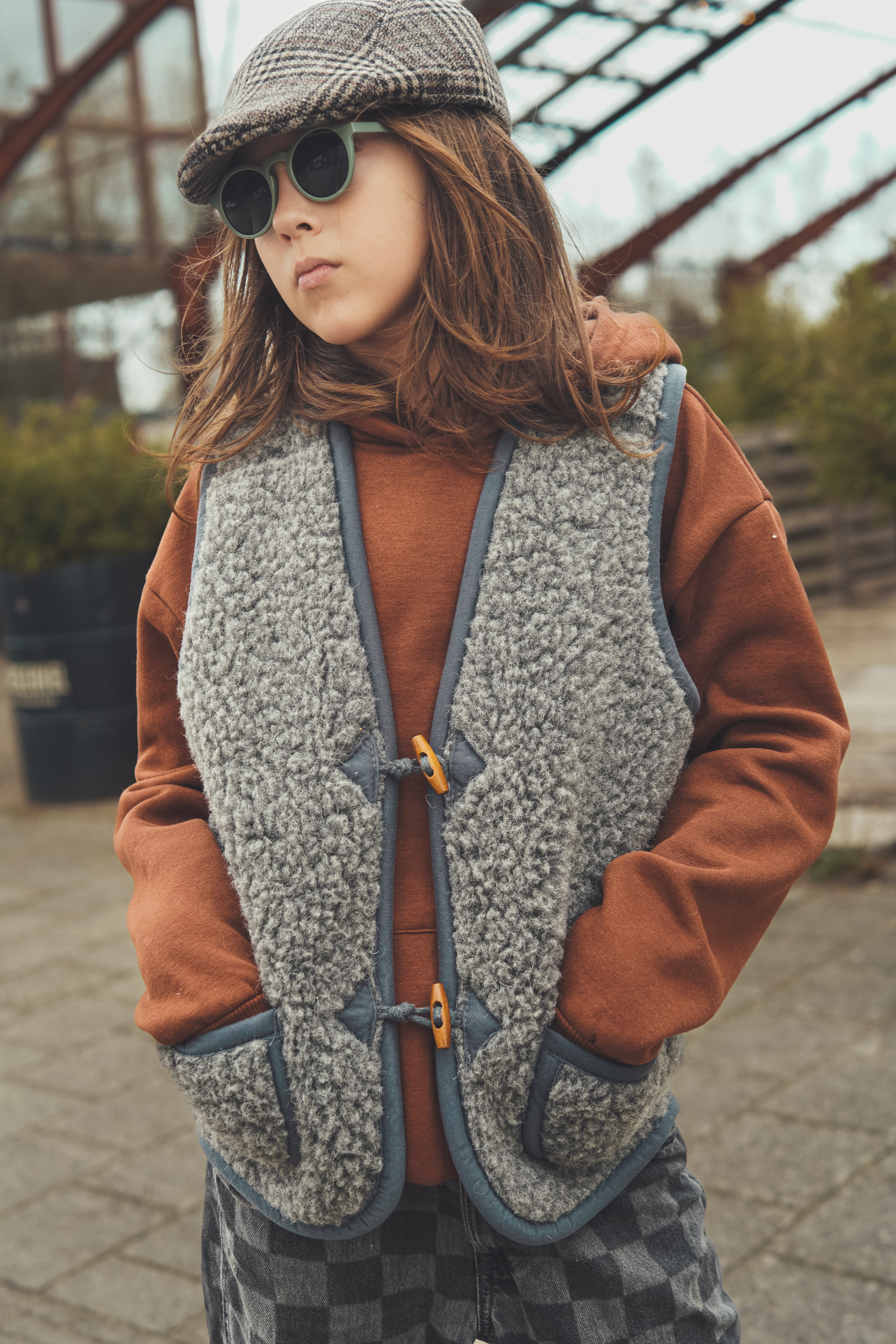 Wollen bodywarmer - Black Tea kids