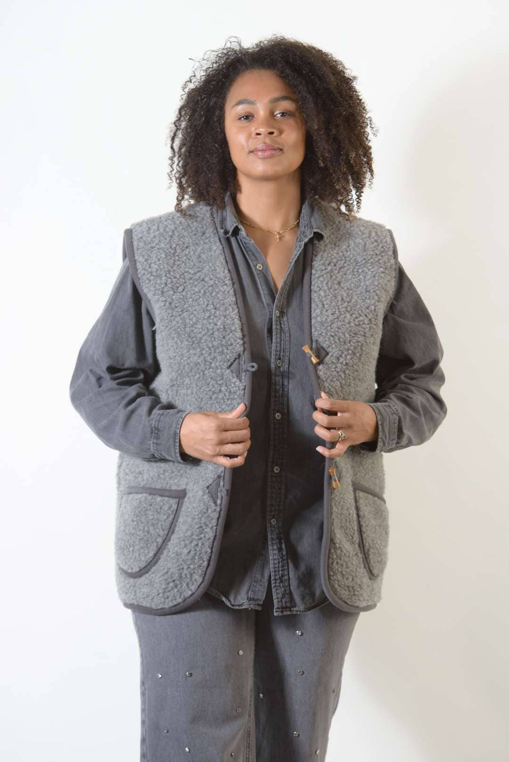 Wollen bodywarmer - Black Tea