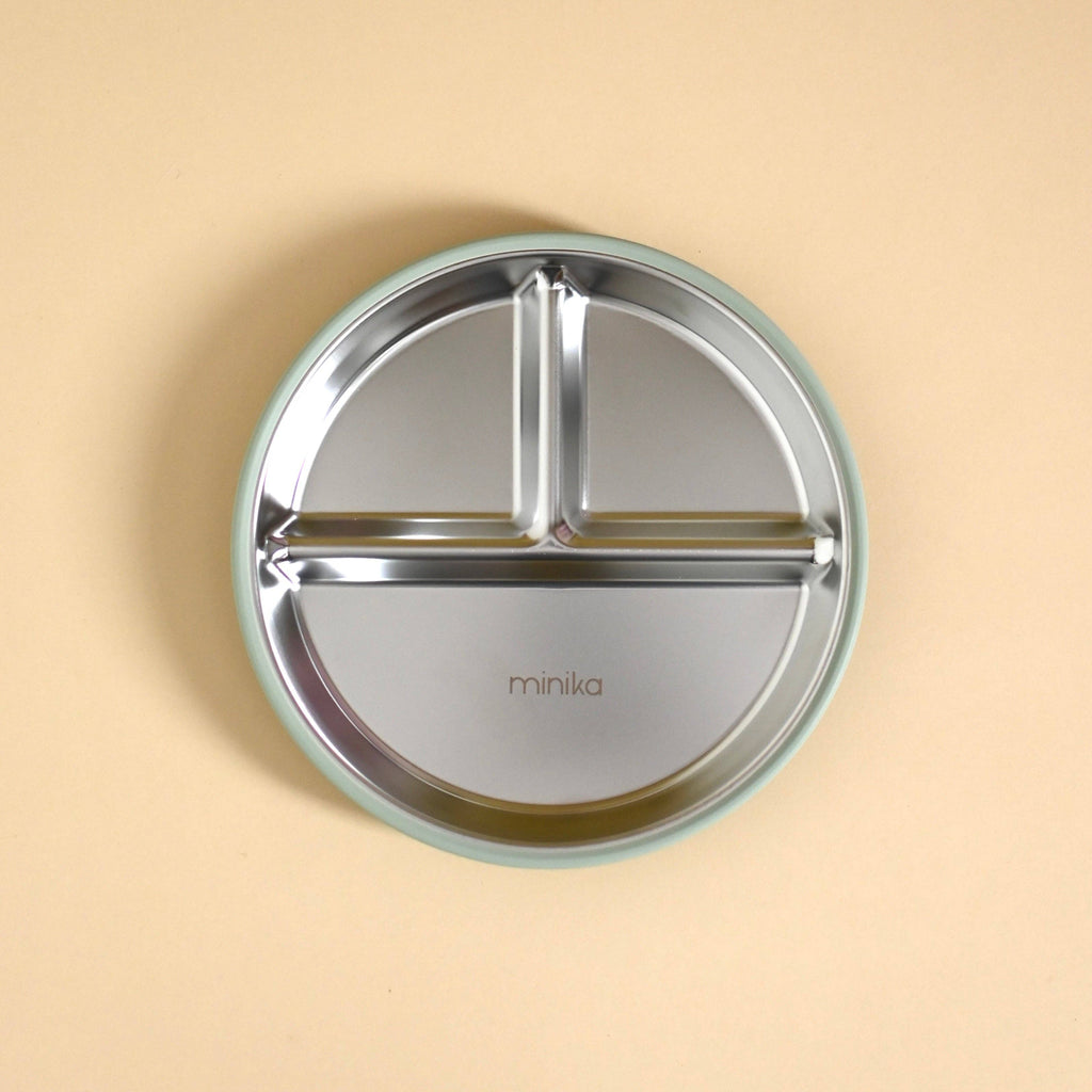 Stainless & silicone suction plate - Sage
